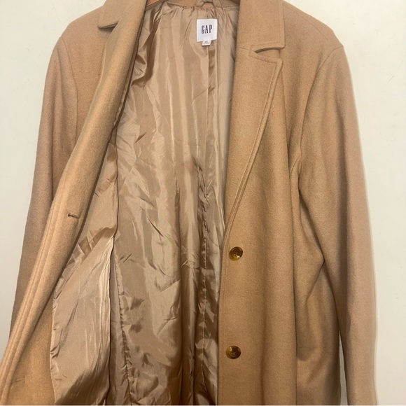 GAP Womens 2XL Camel Hair Wool Blend Long Coat Brown Preppy Classic Modern Y2K - Picture 3 of 12